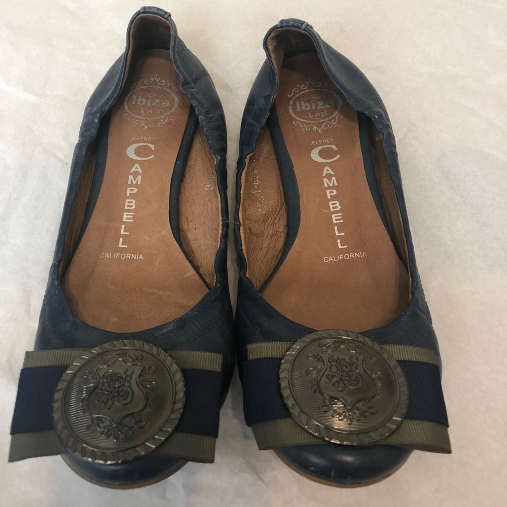 Jeffrey Campbell Crest Bow Ballet Flats Sz 6 Blue